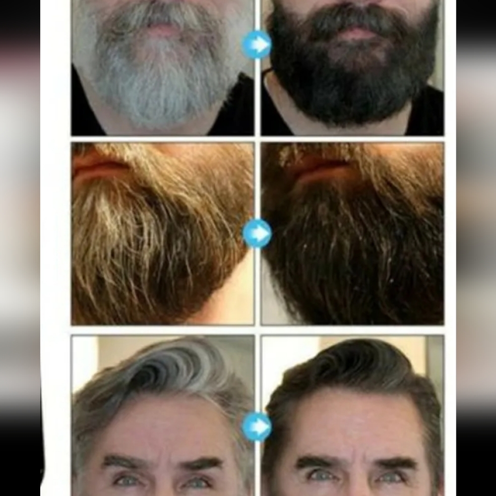 Men Beard Mustache and Beard Hair Color Dye Shampoo 5 minute Black 5 PACKS